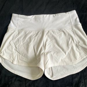 White Lululemon Speed Up Shorts